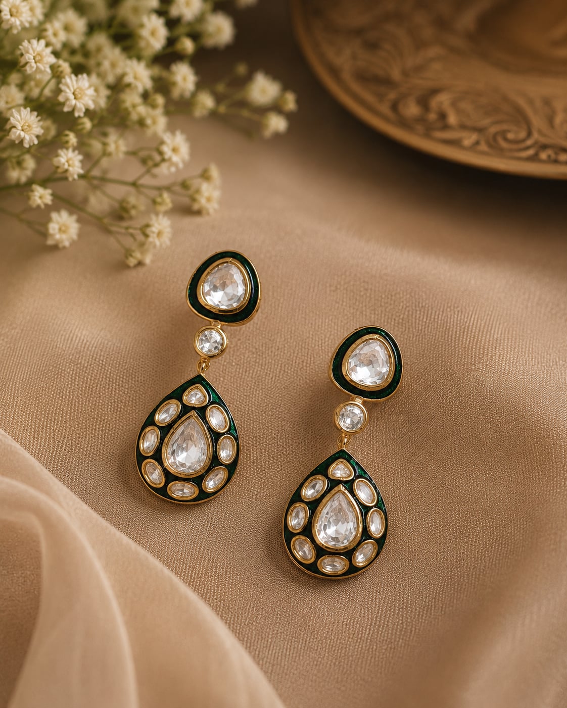 Aarna Polki Meenakari Drop Earrings - Image 2