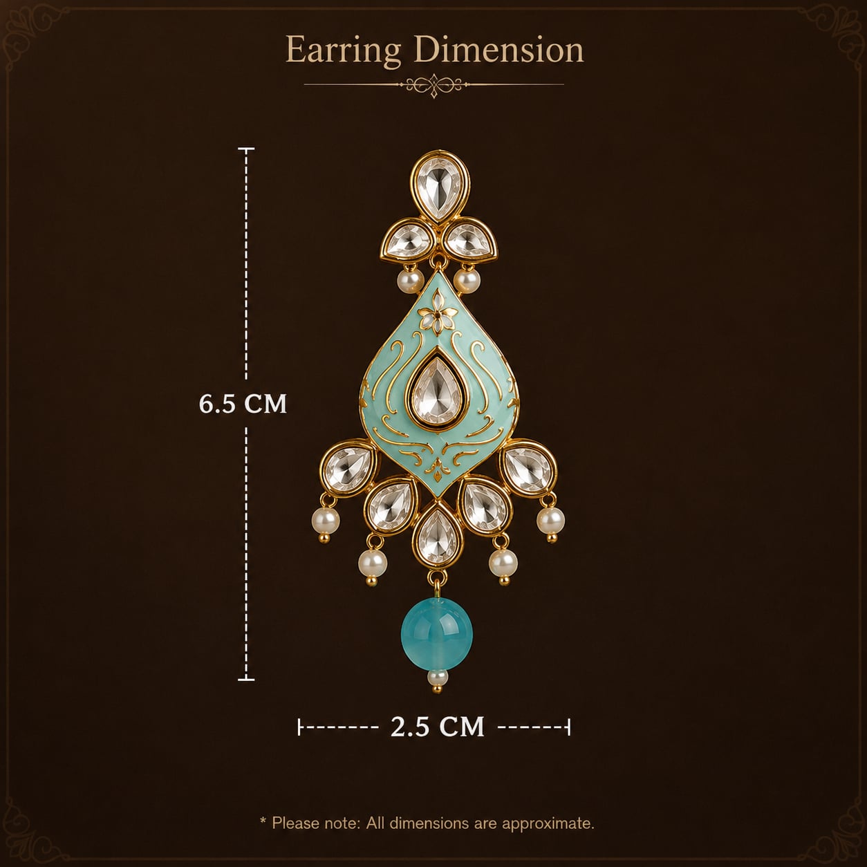 Mint Meenakari Polki Drop Earrings - Image 5