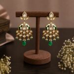 Emerald Meenakari Pearl Chandbali Earrings