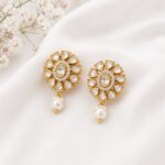Aabha Polki Pearl Drop Earrings dimensions displayed for size reference